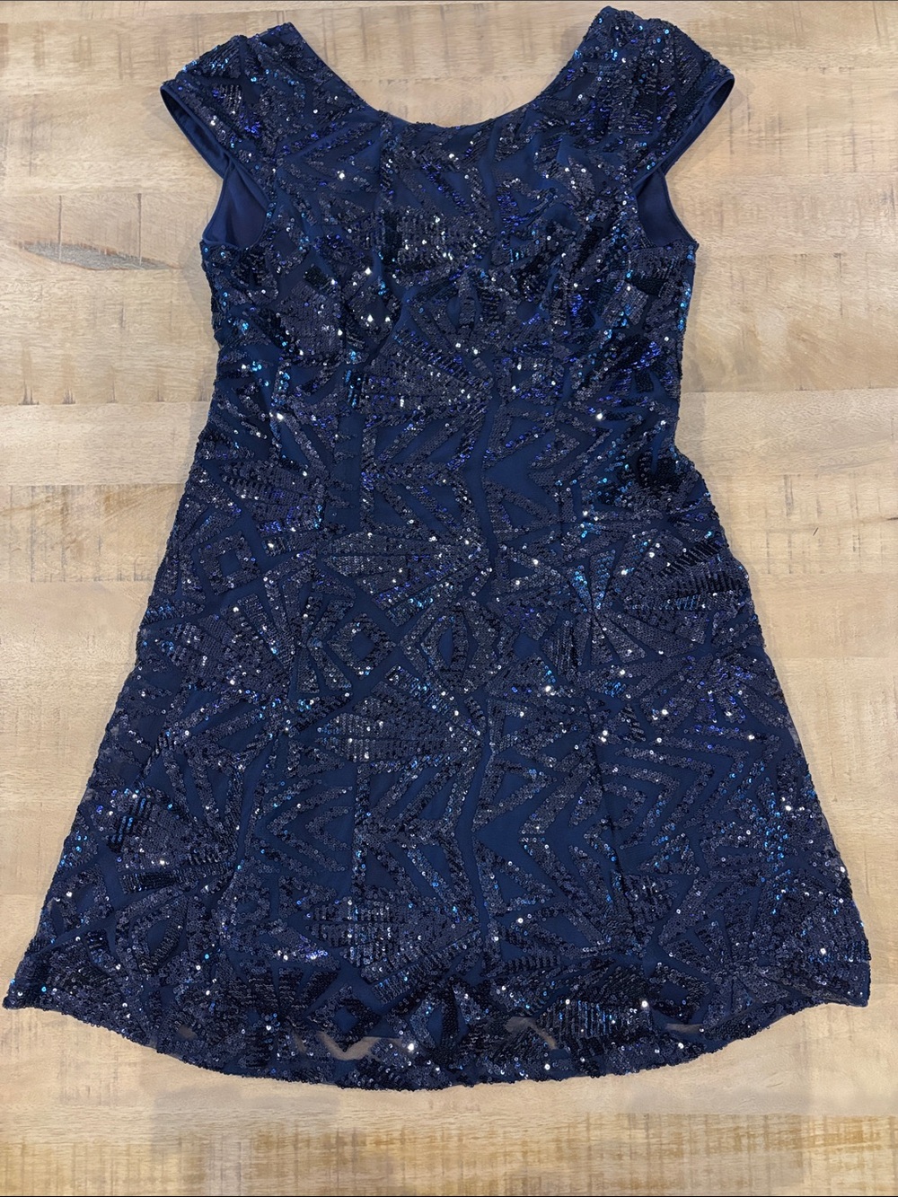 Gianni Bini Navy Blue Sequins Dress Party Cocktail Formal Wedding Large $120